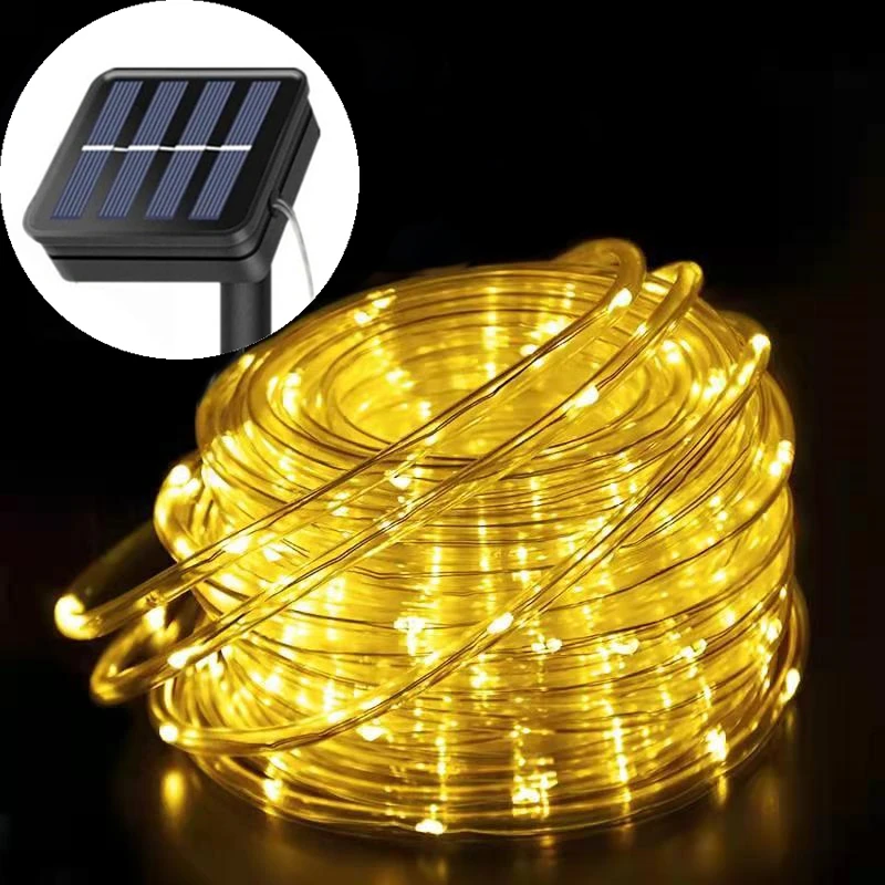 Outdoor Tube Fairy String Light 50/100/200 LEDs Solar Rope Led Light Garden Fence Christmas Tree Halloween Home Decoration