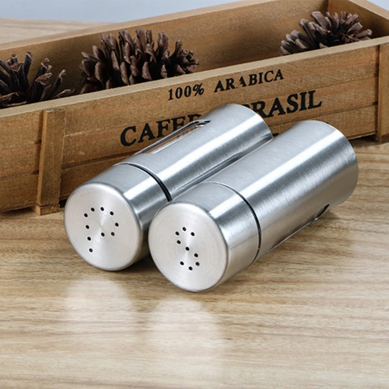 1Set Stainless Steel Kitchen Seasoning Bottle Set Pepper Bottle Holder Kitchen Tools For Oil Salt Vinegar Storage