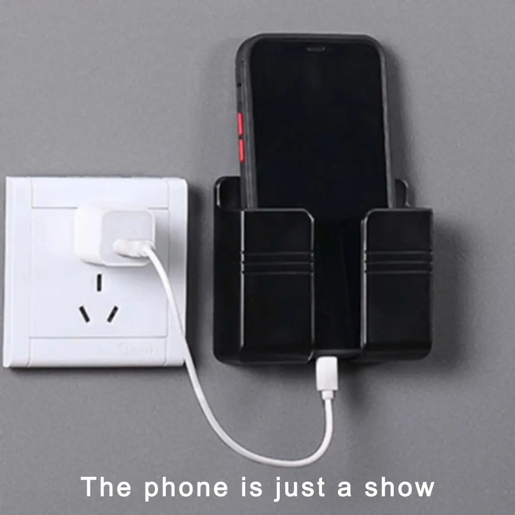 Wall Mounted Organizer Air Conditioner TV Remote Control Storage Box Mobile Phone Plug Holder Multifunction USB Charging Stand