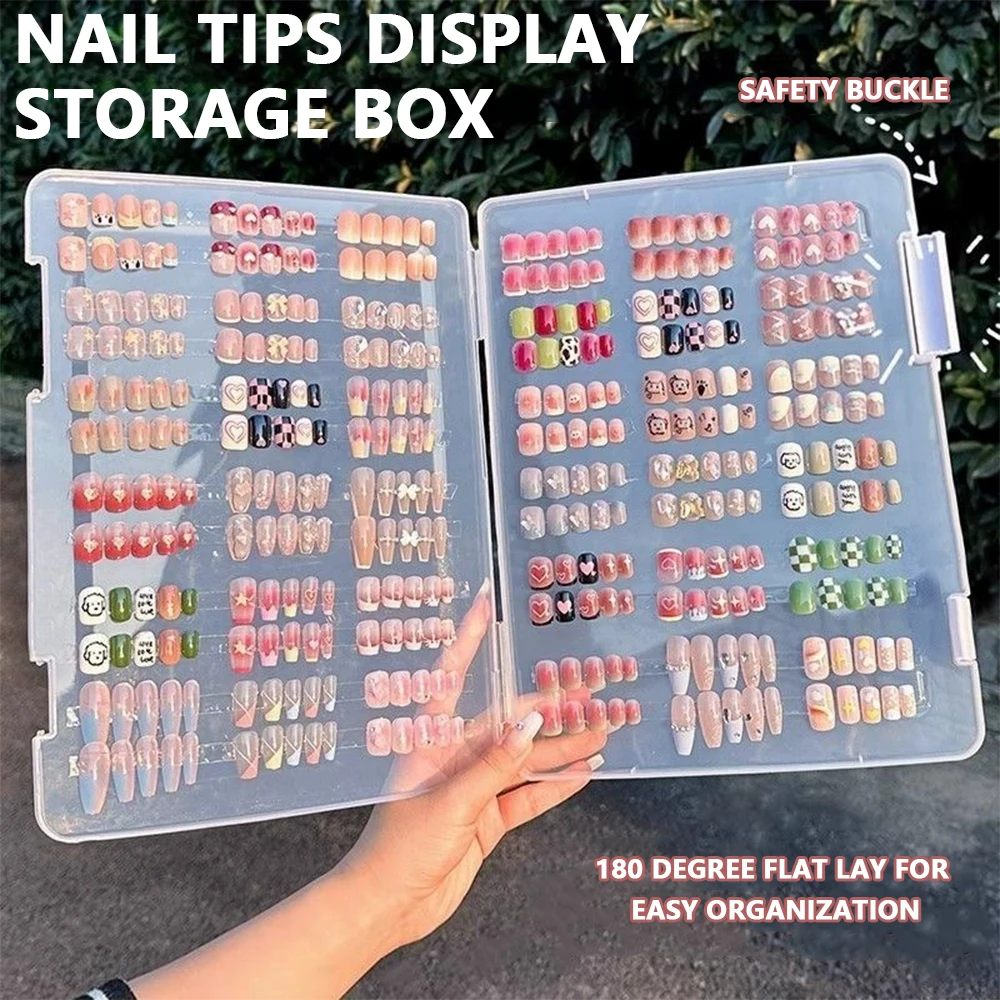 1Box Fake Nail Organizer Holder Transparent Press on Nail Storage Box Nail Display Box for Nail Salon Portable Craft Storage Box