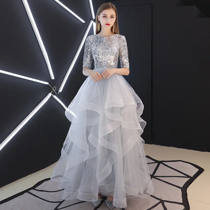 New banquet sequin Birthday host slimming Annual party performance Long evening dress For women formal dress elegant shiny dress