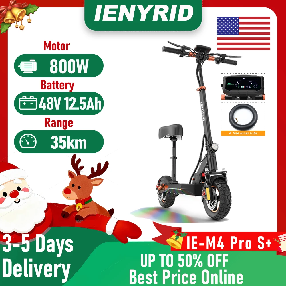 

IENYRID M4 Pro S+ Electric Scooter, 800W Motor, 48V 12.5AH Battery, 10" Tire Escooter, 45km/h Max Speed，Disc Brake，LCD Display