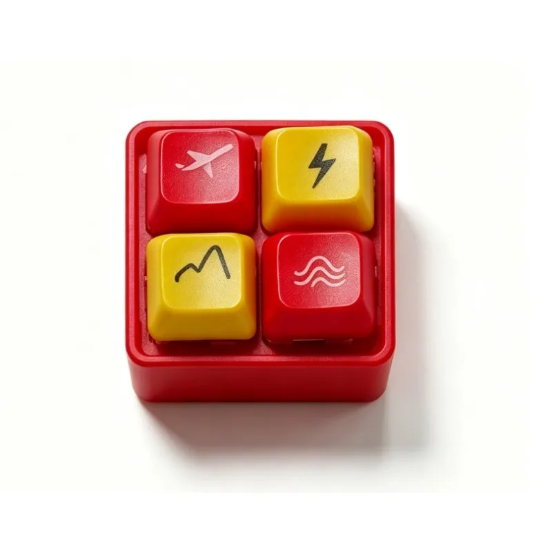 Flight Warning Sound Simulator 4 Keys Mechanical Keypad EGPWS Alert Sound Button Box For Aviation Flight Simulation Hobby