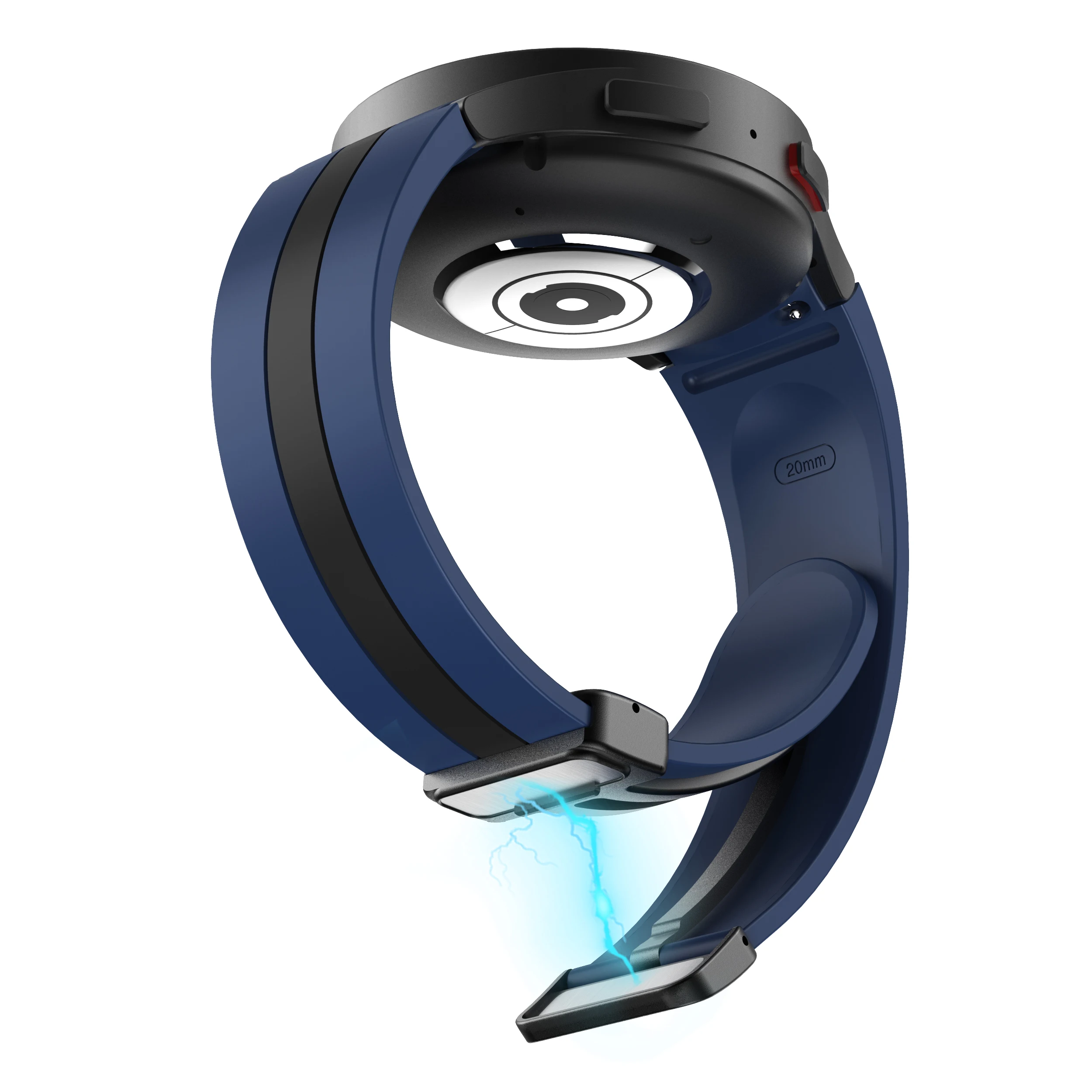 Silicone Watchband for Samsung Galaxy Watch 7 40mm Sport Vertical Black Magnetic Buckle for Galaxy Watch 6 Classic 43/47mm Starp