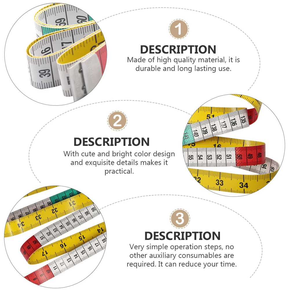 

3 Pcs Cattle Tape Measure 150cm High Precision Flexible Ruler Home Measurement Instrument Portable Measuring Tool