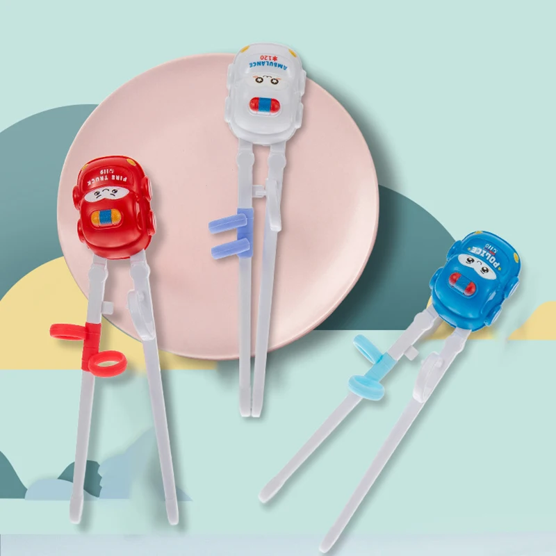 Cartoon Car Kids Training Chopsticks Auxiliary Learning Chopsticks Reusable Utensils for Toddlers Beginners