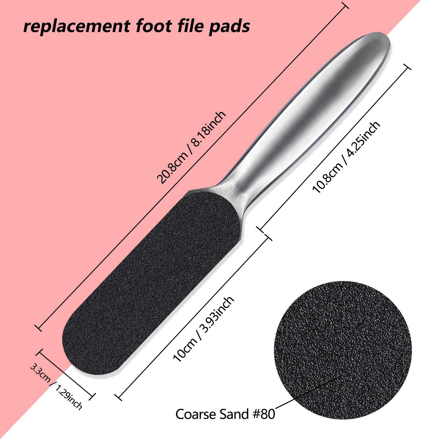 1/100PCS Pedicure File Refill Pads Callus Remover Foot Files Pedi File Replacement for Reusable Stainless Steel Foot Rasp Handle