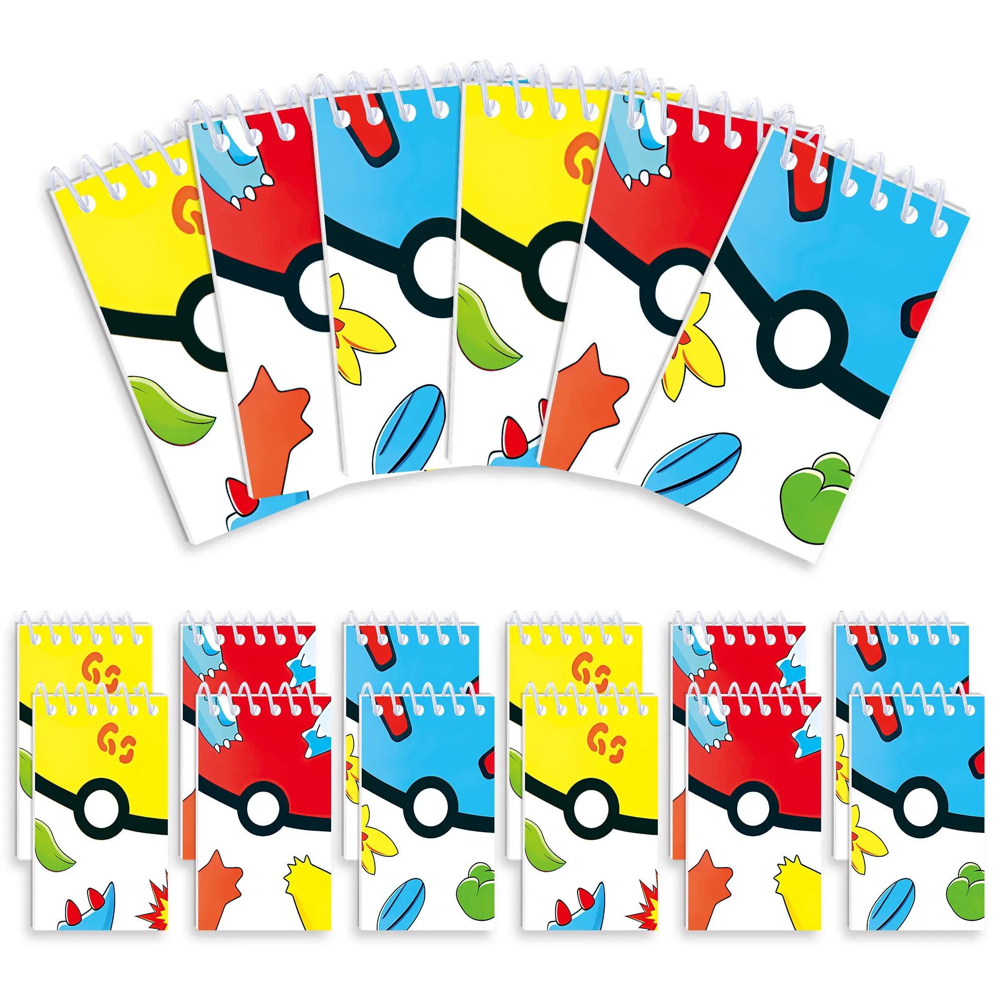 Cartoon Poké Ball Mini Spiral Notebook, Cute Portable Pocket Notepad, Kids Birthday Party Favors, Small Classroom Prize Gifts