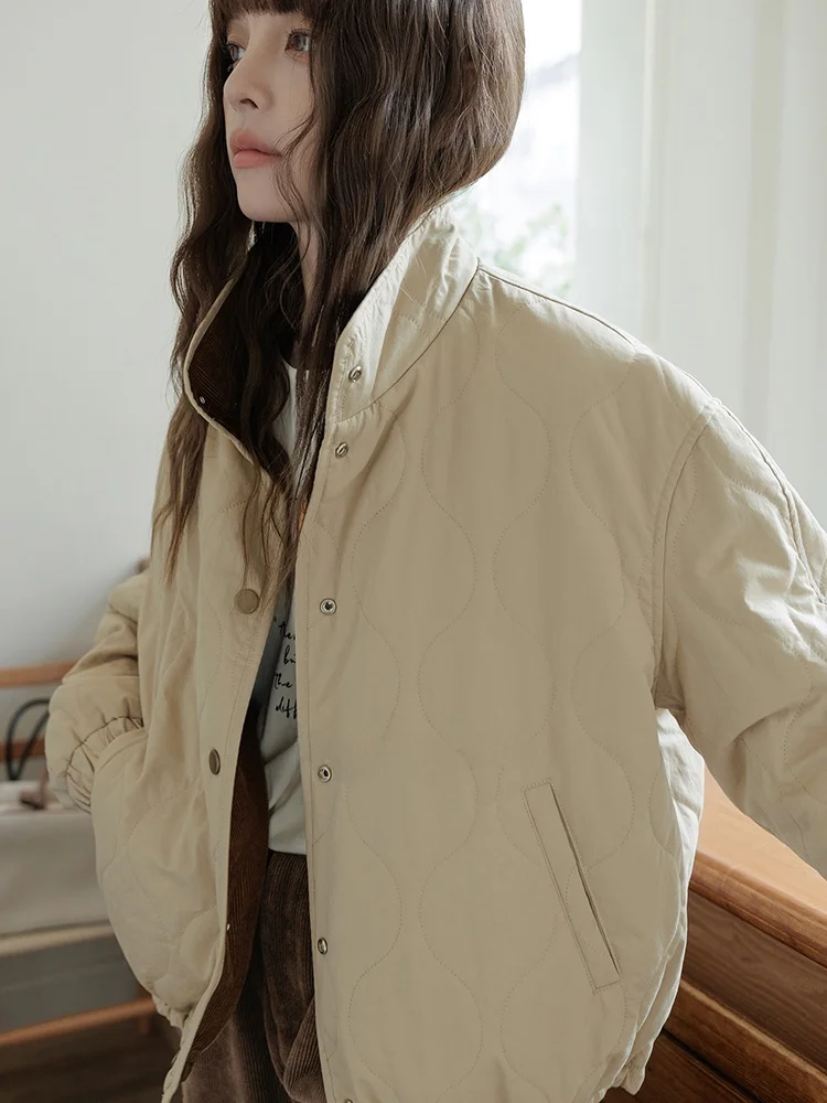 

Женская зимняя двусторонняя куртка Mlife с капюшоном, теплая, хлопковая, цвета хаки и кофе, повседневная, с завязками, верхняя одежда