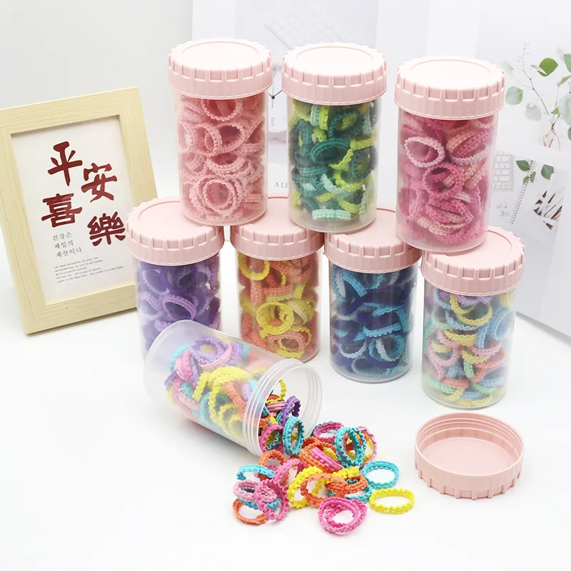 

Резинки для волос с рюшами, 100 шт., весенние цветные резинки для волос, нежные, не спутываются для малышей, многоразовый контейнер, подарок