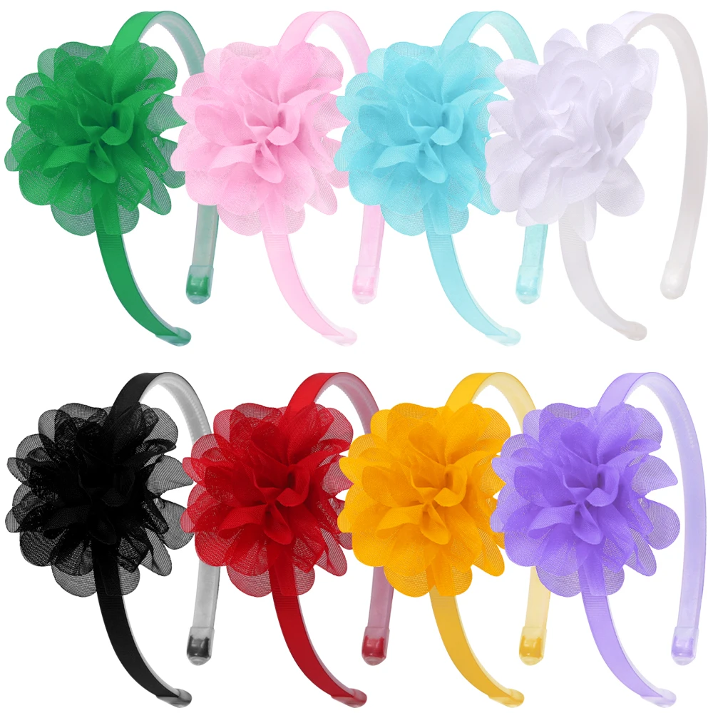 2pc 8cm solide große Blume Stirnband Haarband für Kinder Mädchen Bögen Haar Reifen Gros grain Band Haarschmuck