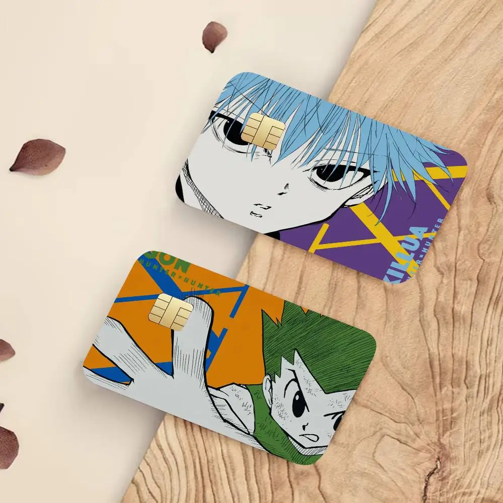 هنتر X هنتر أنيمي بطاقة ملصقات ملصق مائي 4 قطعة بولي كلوريد الفينيل جلود بطاقة الائتمان القابلة للإزالة ذاتية اللصق طبقة رقيقة واقية