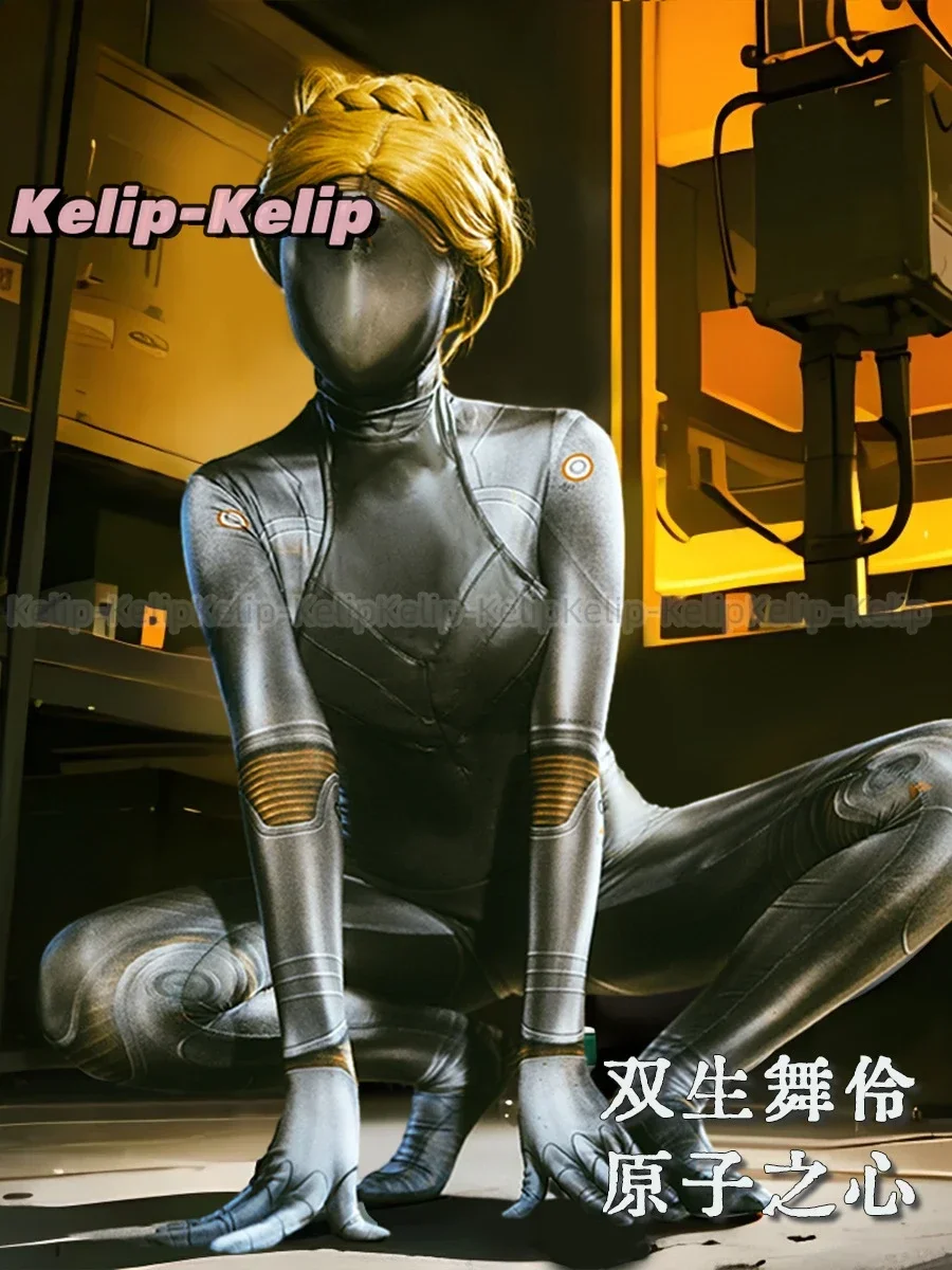 الذرية القلب تأثيري حلي روبوت التوائم تأثيري بذلة لعبة اليسار واليمين الذرية القلب الشكل ديكسي ارتداءها شعر مستعار أشقر