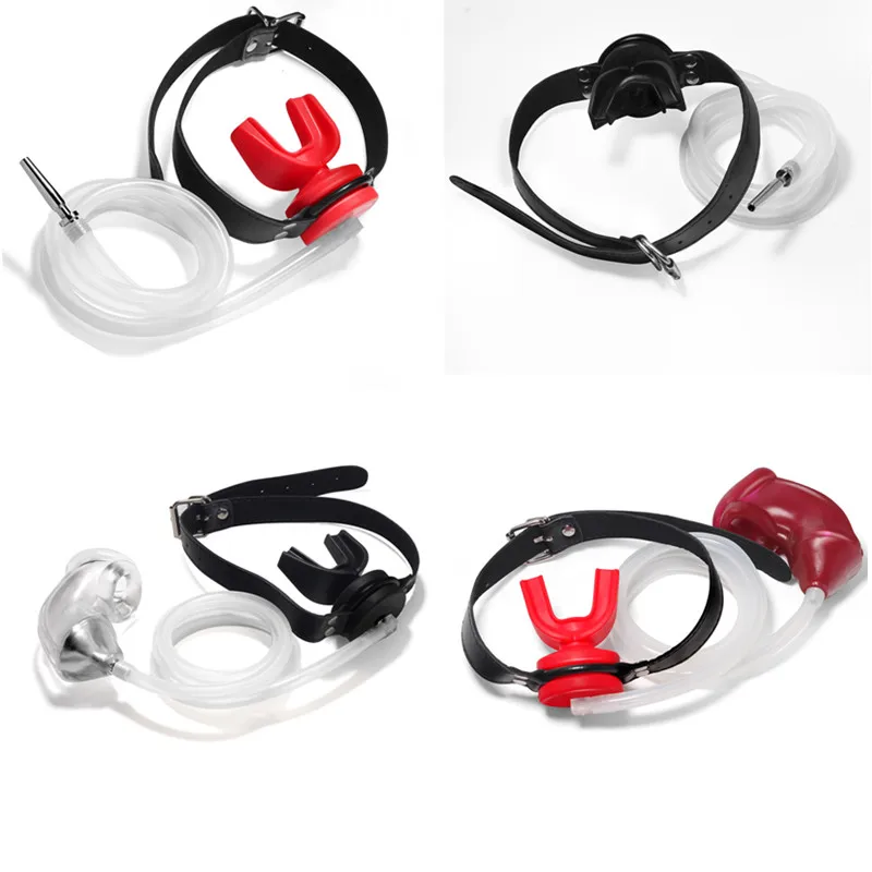 Piss Urinal Flow Into Mouth Plug Gag Catheters,Cock Cage,Male Chastity Device,Fetish Harness Slave BDSM Sex Toys For Men Gay