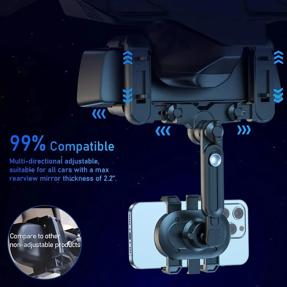 360 °   回転調整可能な自動車電話ホルダーバックミラー電話ホルダーナビゲーターブラケット格納式ユニバーサル車モバイル