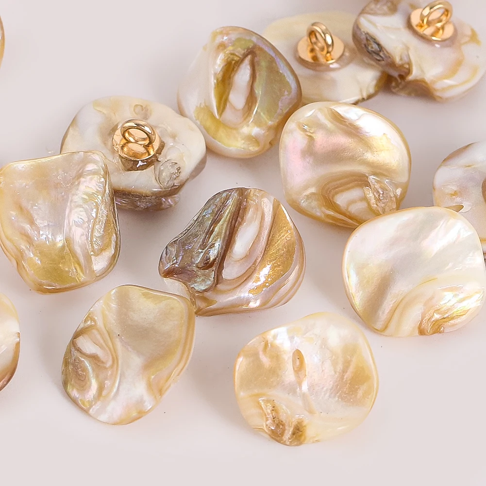 10pcs Irregular Shell Shank Buttons Natural Mother of Pearl Sewing Button DIY Needlework Clothes Decor Scarpbooking Embelishment view 3