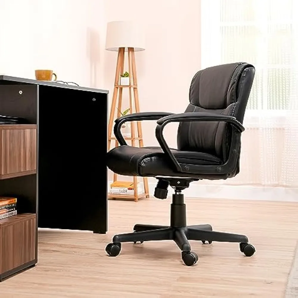 

Basics Padded Office Desk Chair with Armrests, Adjustable Height/Tilt, 360-Degree Swivel, 275 Pound Capacity, 24 x 24.2 x 34.8