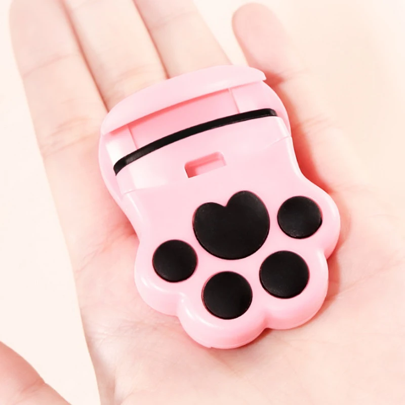 Cute Cat Paw Eyelashes Curling Clip False Eyelashes Cosmetic Pink Beauty Makeup Tool Plastic AccessoriesPortable