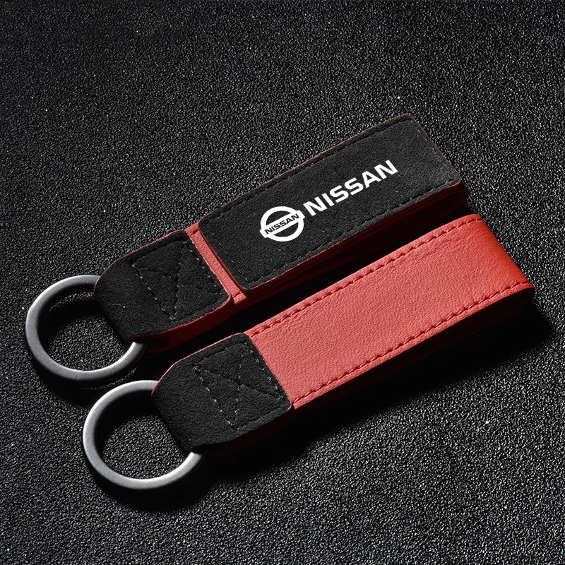 Suede Car Keychain Emblem Key Ring Accessories for Nissan X-trail Qashqai Note Juke Sentra Patrol Navara Micra Leaf Almera Tiida