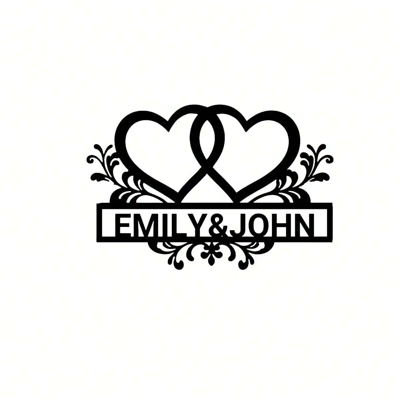 

Custom Intertwined Hearts Metal Wall Art Personalized Name Sign for Wedding Anniversary Gift Home Decor