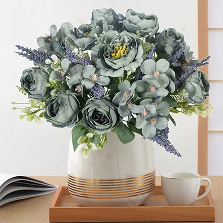 

10Pcs Artificial Flowers Silk Hydrangea Peony Wedding Wreath Home Room Warm Decor Outdoor Courtyard High Quality Photograph Prop