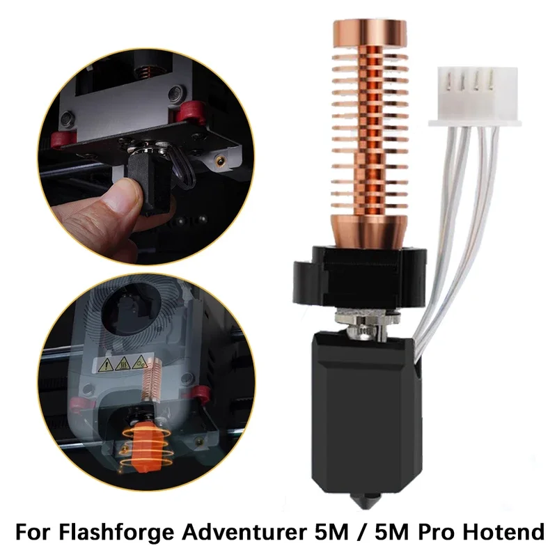 ترقية Hotend لـ Flashforge Adventurer 5M / 5M Pro مجموعة كتلة التسخين السيراميكية 280 ℃ رأس الطلاء الساخن AD5M فوهة الصلب الصلب