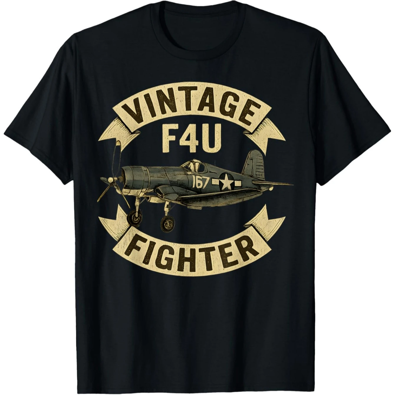 Vintage Vought F4U Corsair Fighter T-Shirt 100% Cotton O-Neck Short Sleeve Summer Casual Mens T-shirt Streetwear