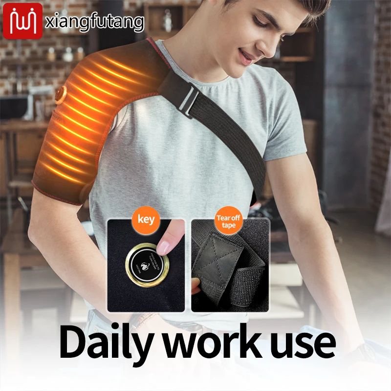 دعامة لف الكتف الساخنة، وسادات تسخين كتف قابلة للتعديل مع حزام تمديد لتخفيف آلام خلع الكتف المجمد