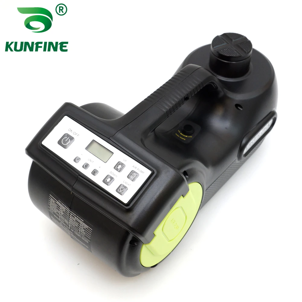 KUNFINE DC 12V 5Ton Car Electric Tire Lifting Car Jacks Hydraulic Air Infatable Car Floor Jack With Tire Gauge Air Pump