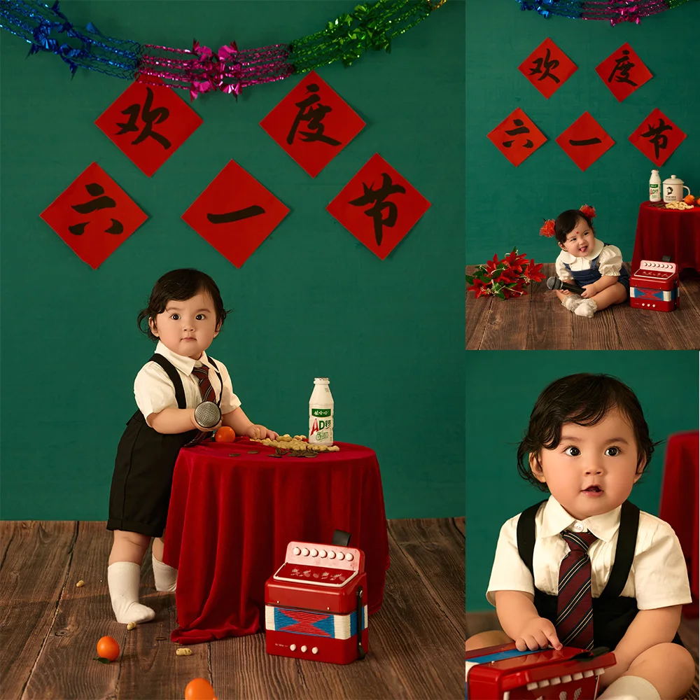 1 Year Old Baby Retro Photography Outfit Festive Clothing Vintage Toddler Gentleman Style Costume for Studio Milestone Shooting