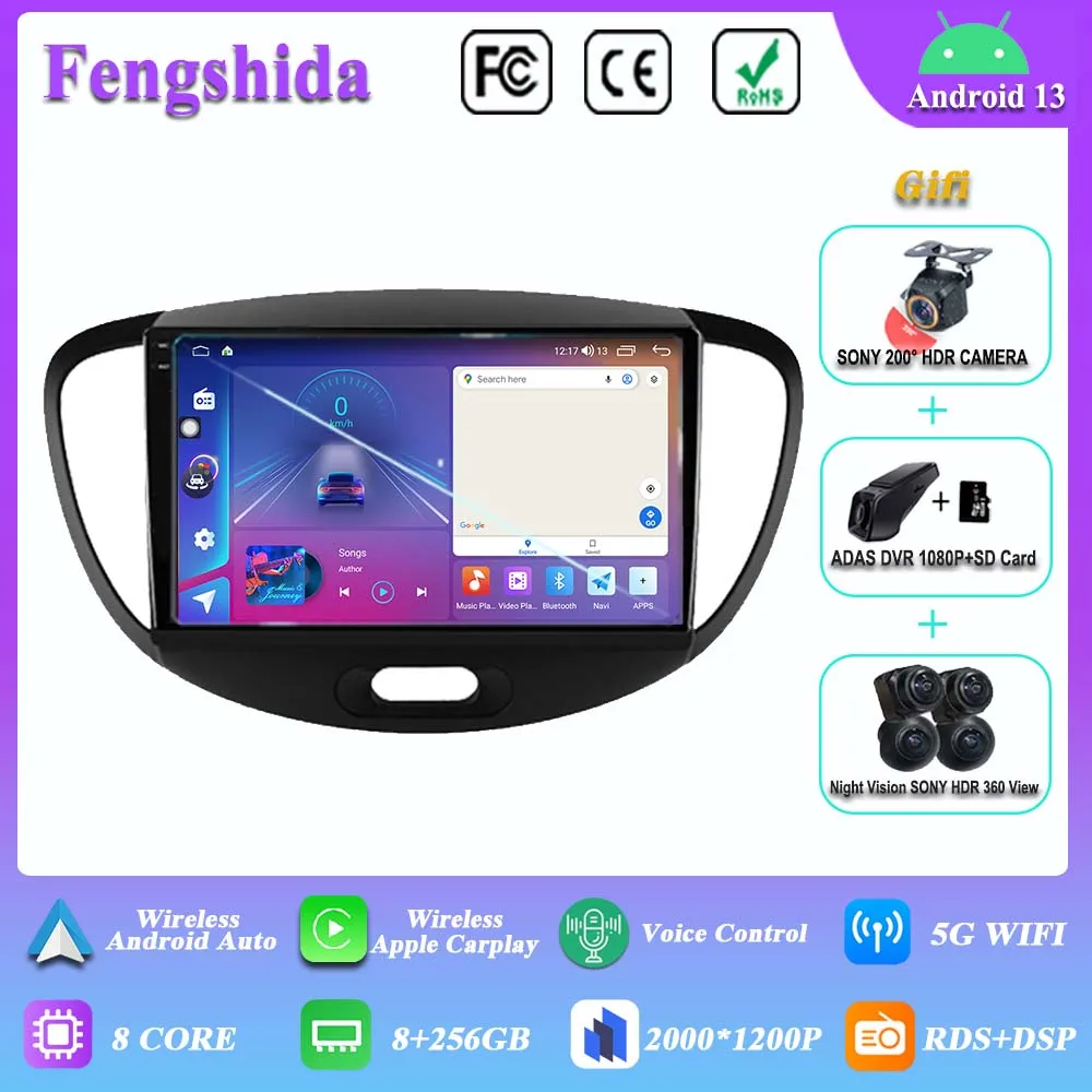 

Android 13 CarPlay Android Авто радио GPS мультимедийный плеер для Hyundai i10 2007 2008 2009-2010 Φ WIFI No 2DIN Автомобильная стереосистема