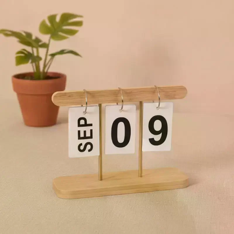 Reusable Flip Calendar: 1pcs Perpetual Desk Minimalist Decorative Stand English Numeral Ornament