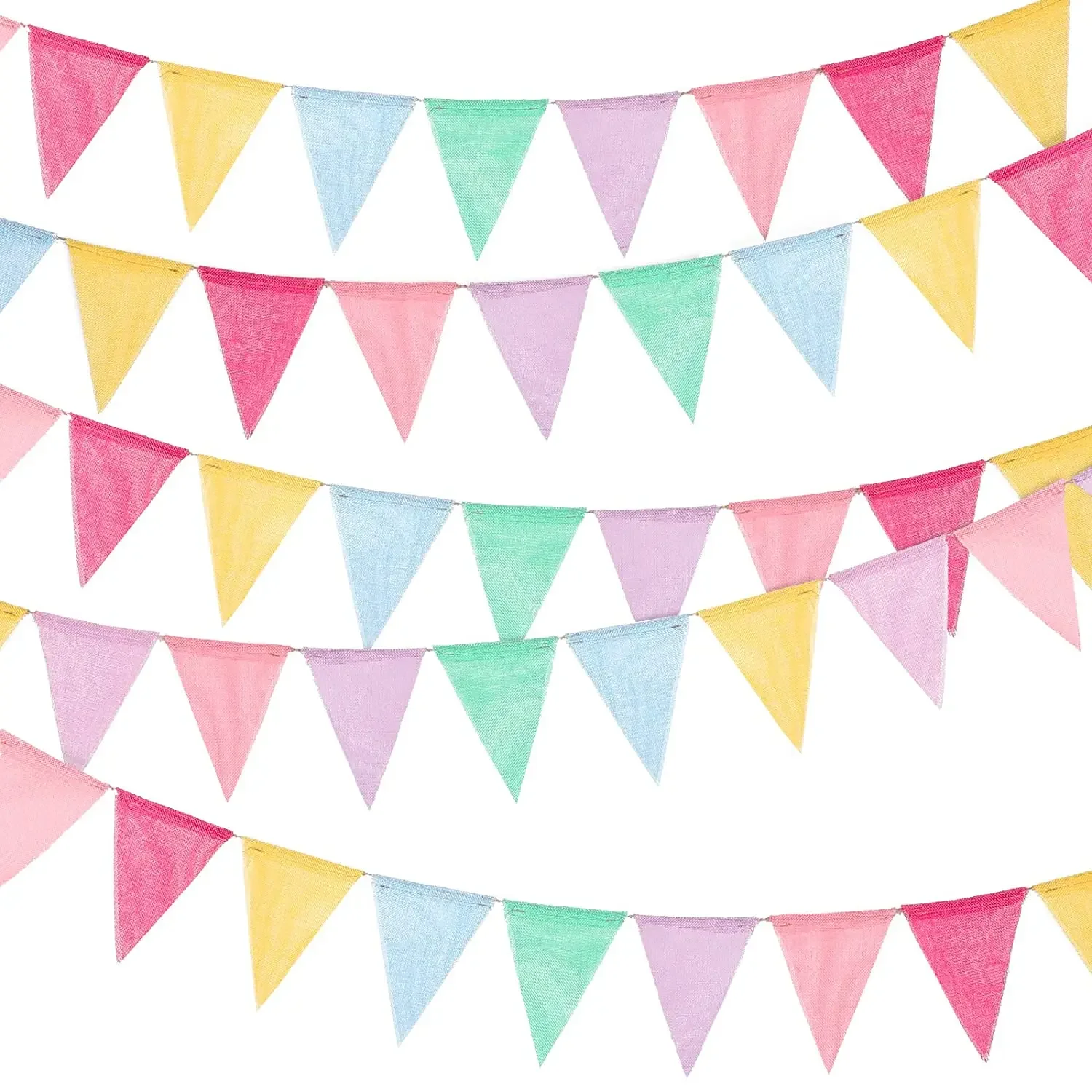 Banner Flags Multicolor Burlap Bunting Triangle Rainbow Garland Pennants for Outdoor Classroom Hanging Birthday Party Decoration