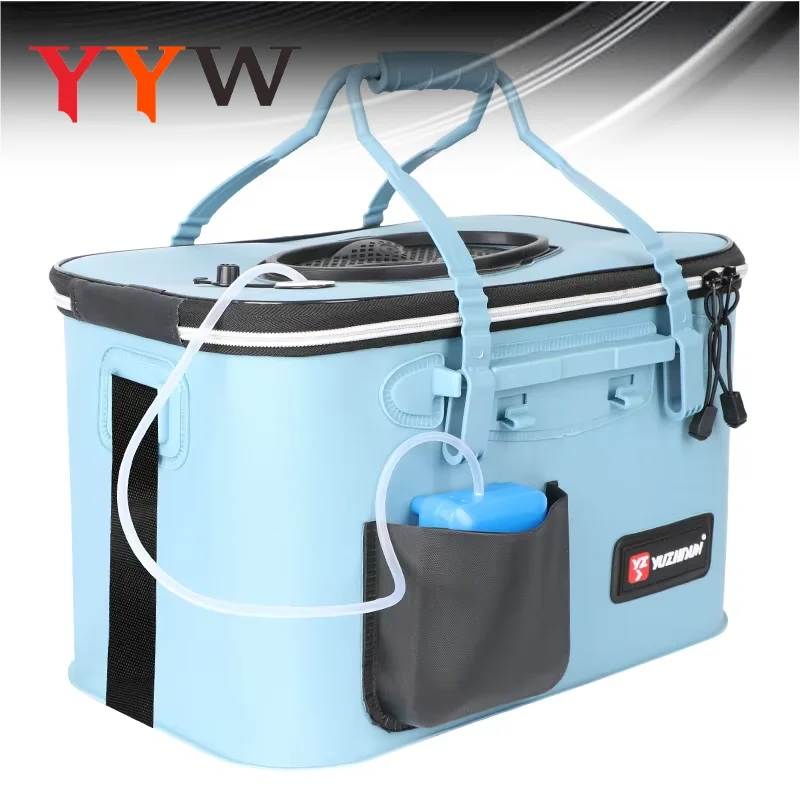 

Multifunction Fishing Bucket Portable Tackle Boxes Live Fish Keep Fresh Barrel With Oxygen Pump Camping Carry Storage Bag