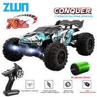 ZWN 1:16 70KM/H 4WD RC Car With LED Headlight Remote Control Cars High Speed Drift Monster Truck for Kids vs Wltoys 144010 Toys