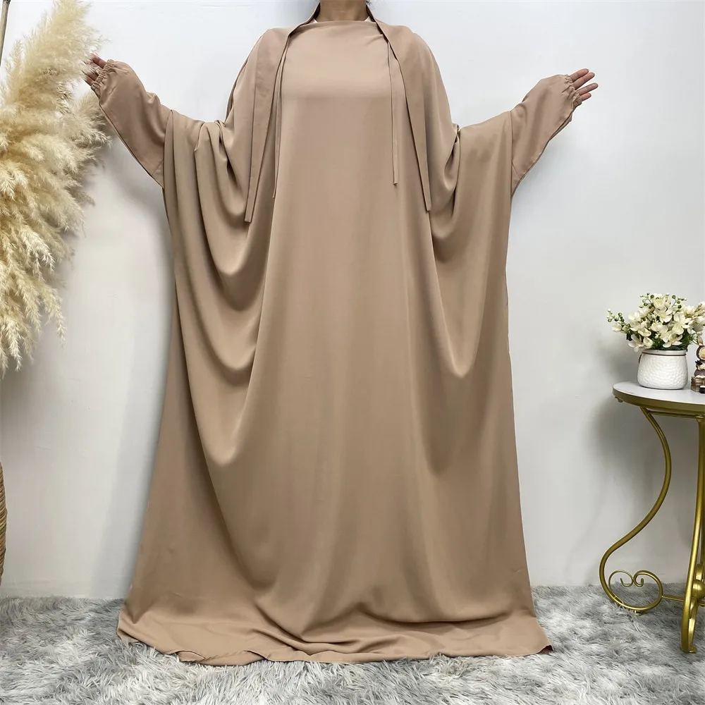 UNI Plain Abaya New Muslim Women's Prayer Dress Ramadan Abaya Middle East Dubai Turkey Eid Dress and Islamic Floor-length Dress