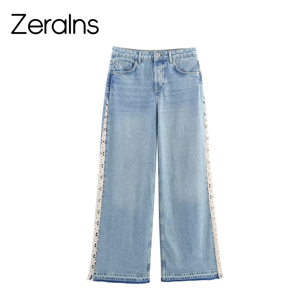 

ZERAINS женские прямые джинсы в стиле ретро, лето 2022, новый стиль, свободные утягивающие брюки с широкими штанинами и высокой талией