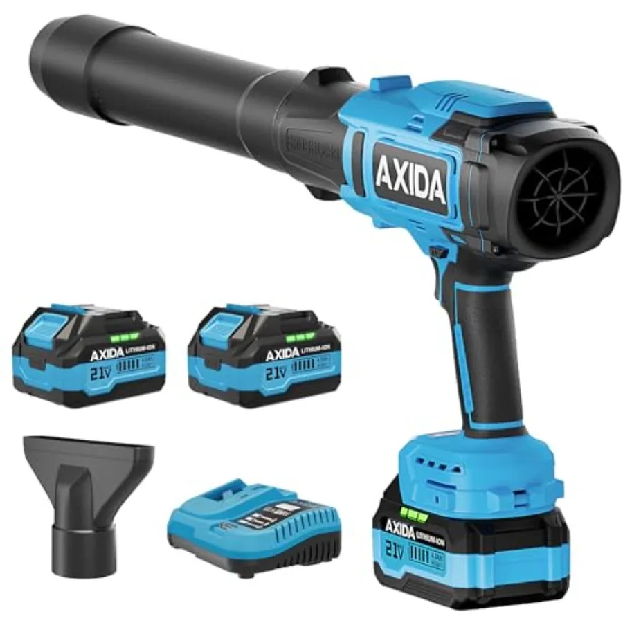 منفاخ أوراق الشجر اللاسلكي 21 فولت منفاخ أوراق الشجر الكهربائي القوي المحمول مع شاحن بطارية 2 تصميم خفيف الوزن لتنظيف الفناء La