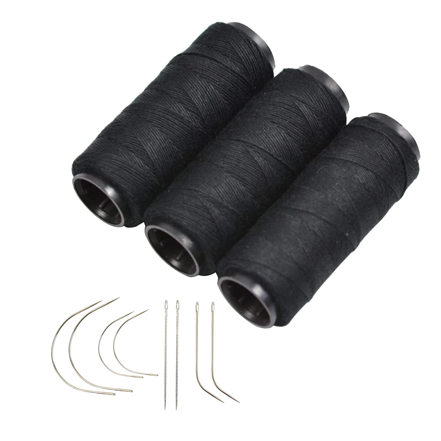 3 rolki nici do tkania włosów z 8-częściowymi niciami do tkania igieł do szycia ręcznego DIY