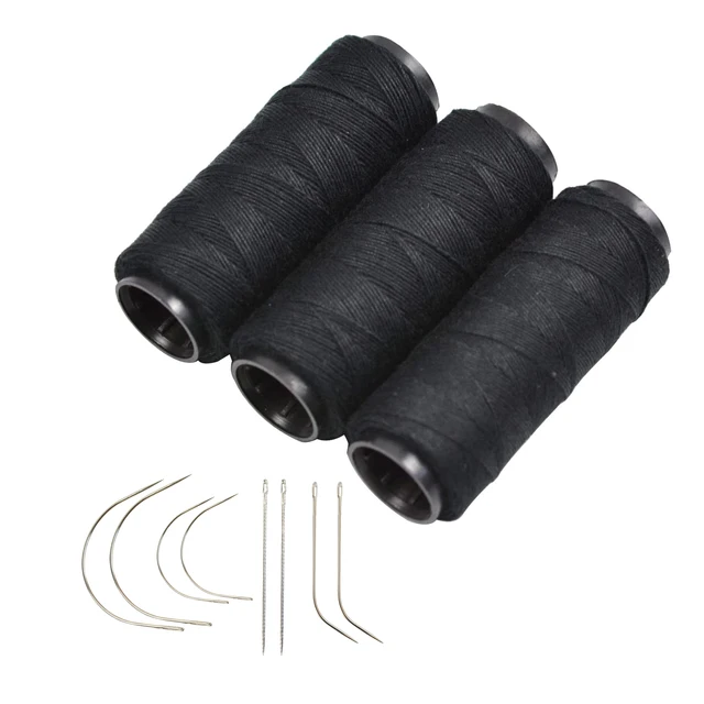 3 rolki nici do tkania włosów z 8-częściowymi niciami do tkania igieł do szycia ręcznego DIY