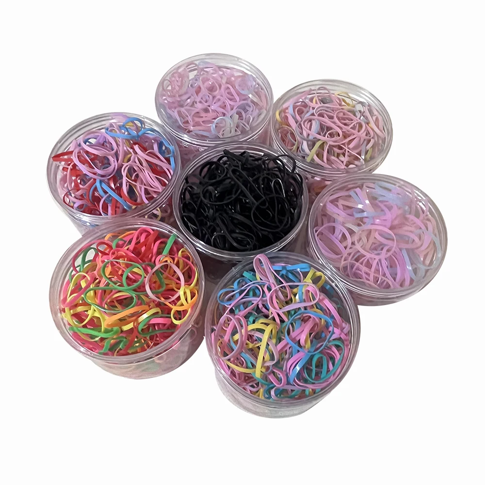 300/500pcs Colourful Disposable Hair Tie Boxed High Elastic Hair Band For Children Ponytail Holder Bands Kid Hair Accessories