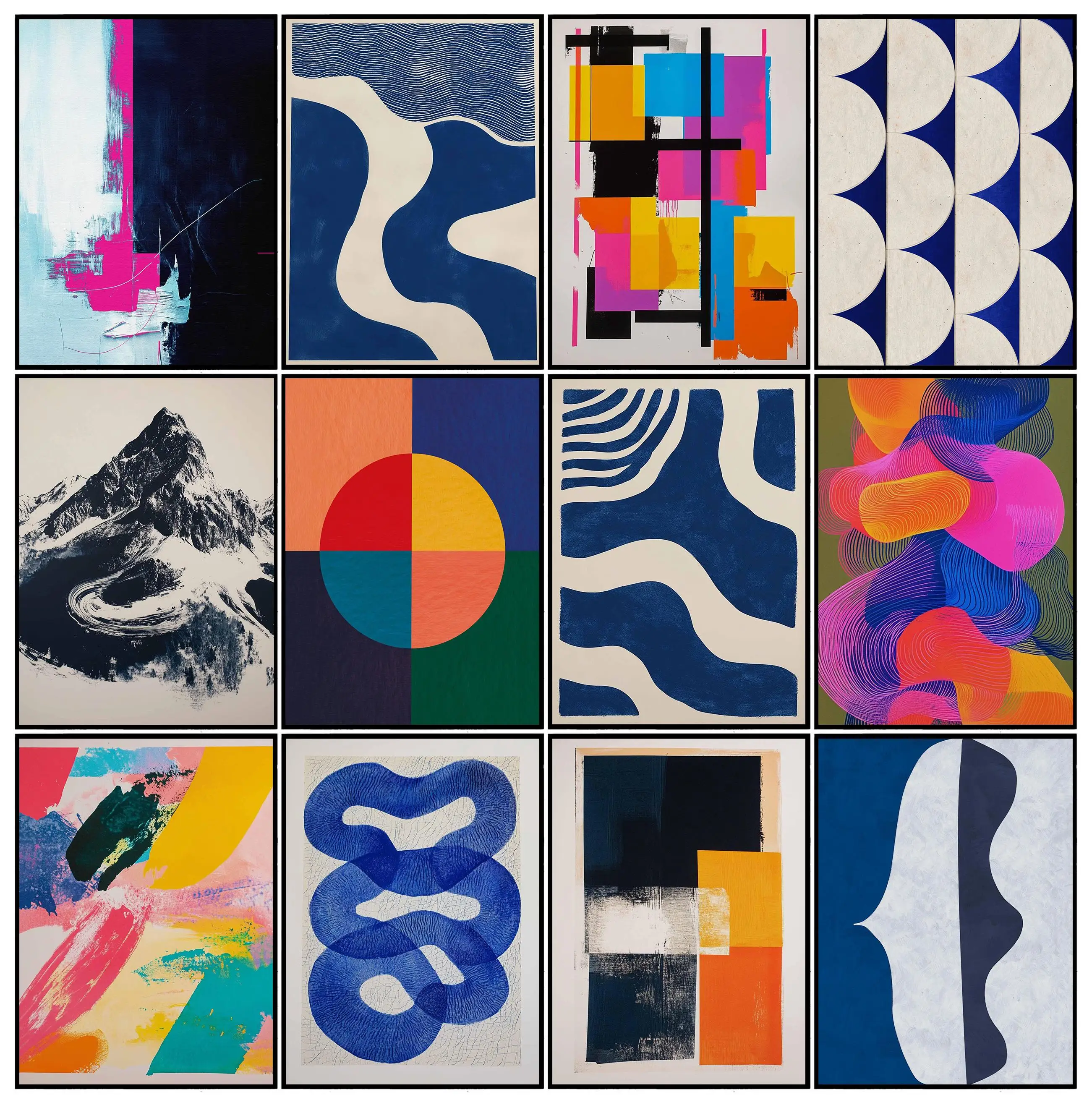 Moderne Minimalistische Neutrale Geometrische Kunst Farbige Blaue Abstrakte Poster Diamant-Gemälde Wandkunst Bilder für Café Büro Heim-Dekoration