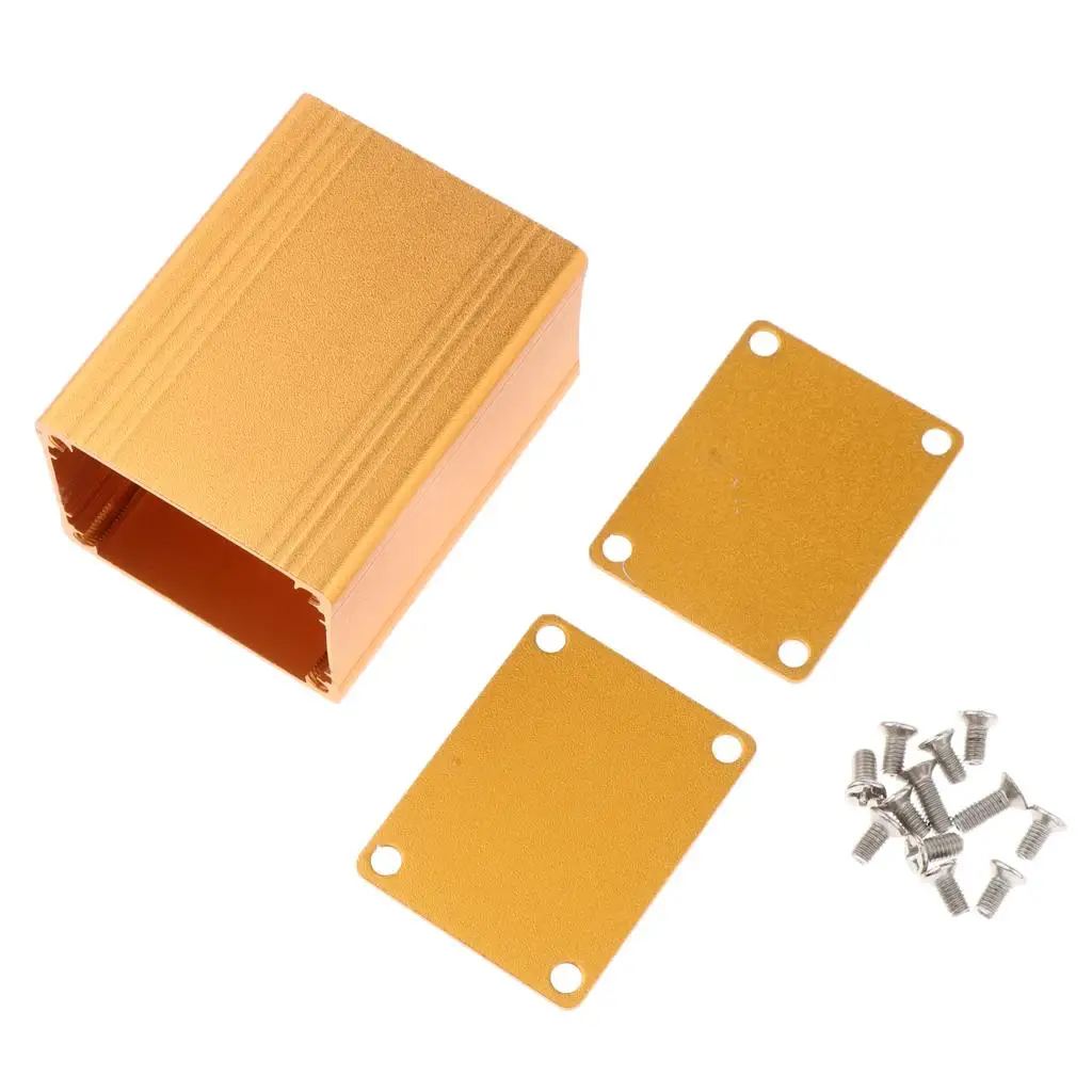 DIY Aluminum Box Enclosure Golden Metal Project Case for Amplifier and PCB Board Electronic Applications
