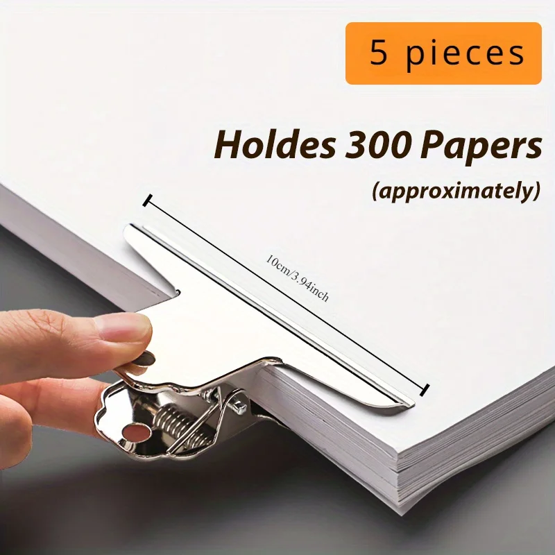 

5 прочных многофункциональных металлических зажимов из нержавеющей стали для скрепления бумаг, подходят для школьных, офисных и домашних нужд.