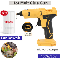 Cordless Electric Handheld Hot Glue Gun Hot Melt Gun Welding Anti-scald Nozzle with 10 Glue Stick for Dewalt Without Battery