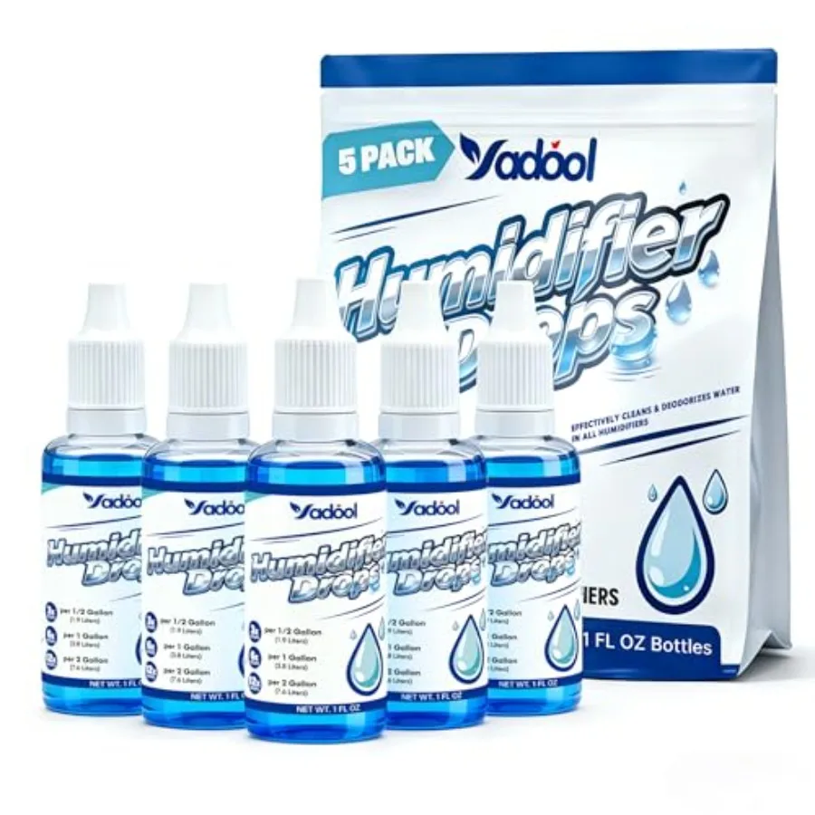 

[5 Pack] Humidifier Cleaner Drops, Humidifier Water Treatment Cleaning Solution for All Makes and Models - Slows Buildup and Sc