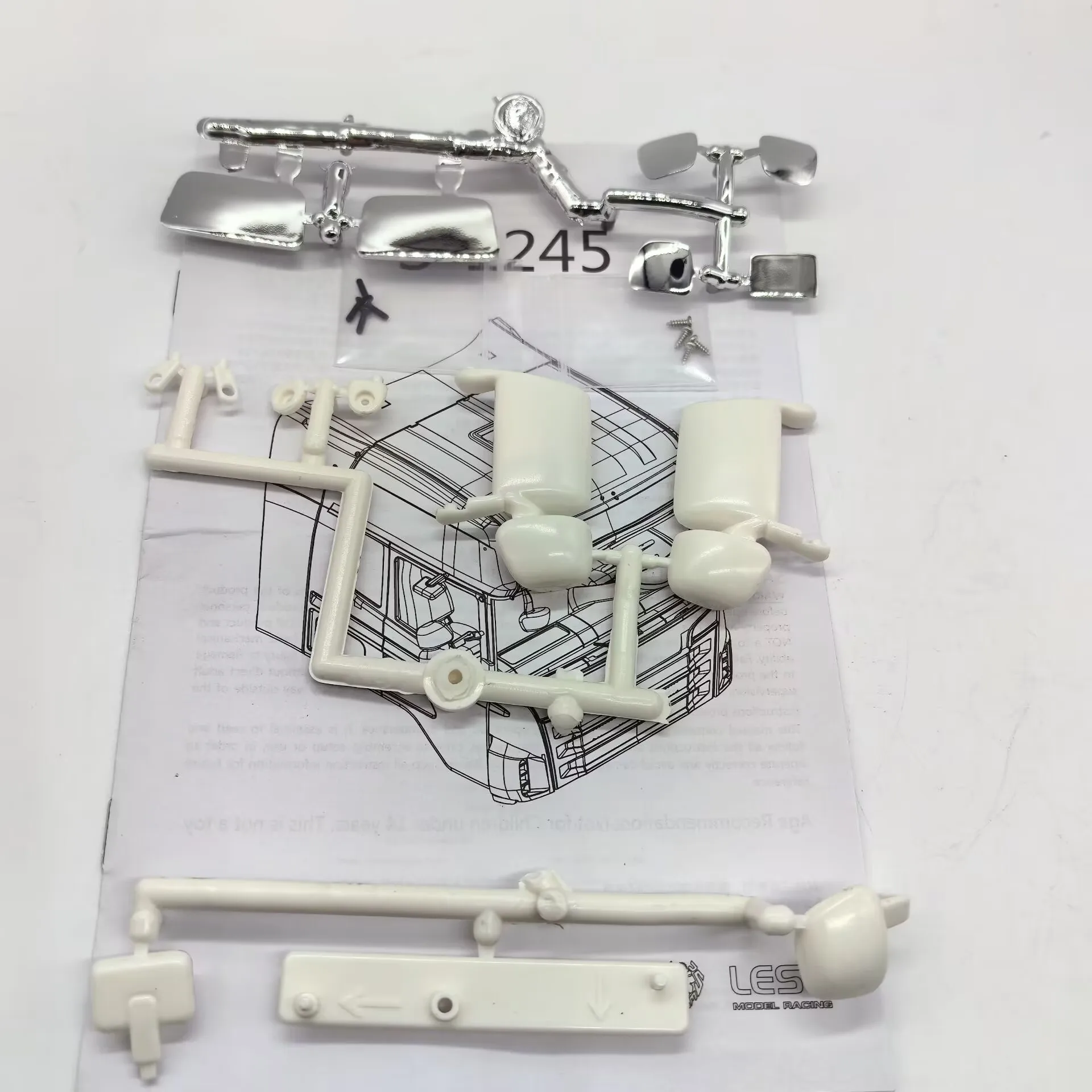 For Tamiya 1/14 Tractor Remote Control Toy R620 R470 Rearview Mirror Set Mudguard LESU Model