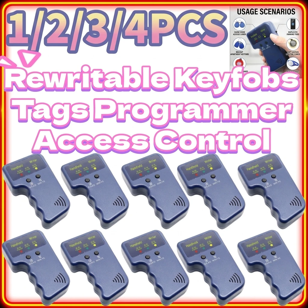 4PCS 5YOA Handheld 125KHz EM4100 TK4100 RFID Copier Writer Duplicator Programmer Reader EM4305 T5577 Rewritable ID Keyfobs Tags