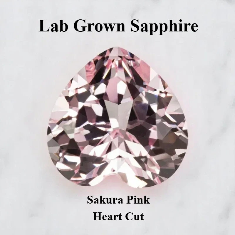 

L-Lab выращенный сапфир в форме сердца Сакура розовый цвет камни для подвесок Diy изготовление ювелирных изделий браслет кольцо на выбор сертификат AGL