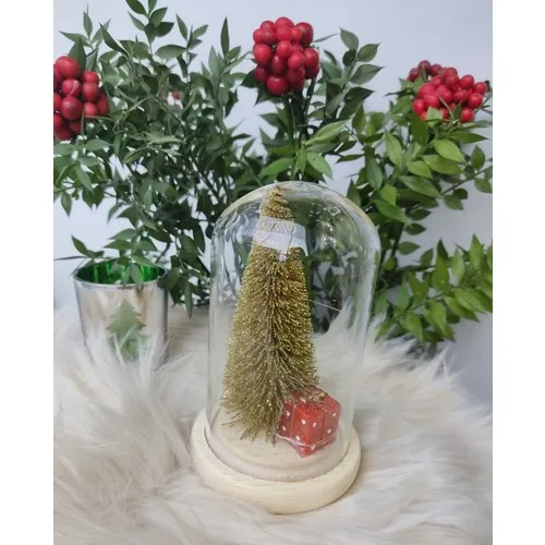 İstoc Wholesale Luminescent Glass Bell Jar Christmas Gift Package Pattern Lamp